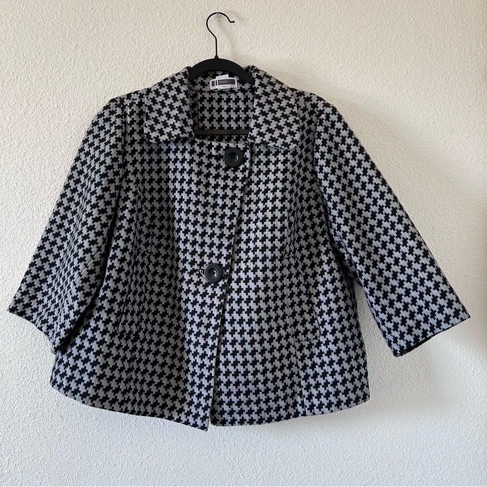 JL Studio For Jessica London Women’s Jacket 16W Black Gray Relax 3/4 Wide Sleeve